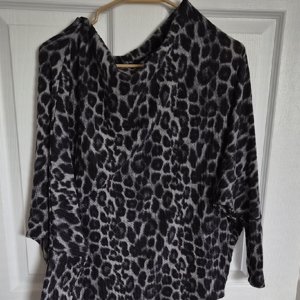 Daytrip Black and Gray Leopard Print Blouse